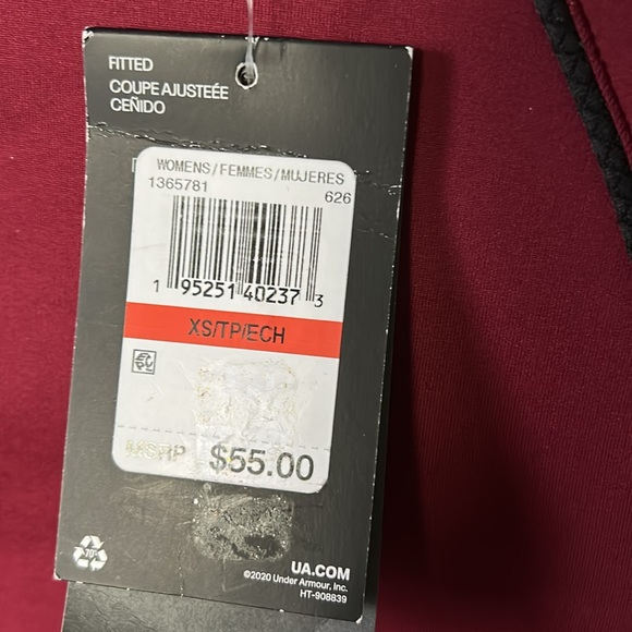 Women’s Under Armour Fitted Burgundy/Black XS Coldgear Top - Picture 3 of 4